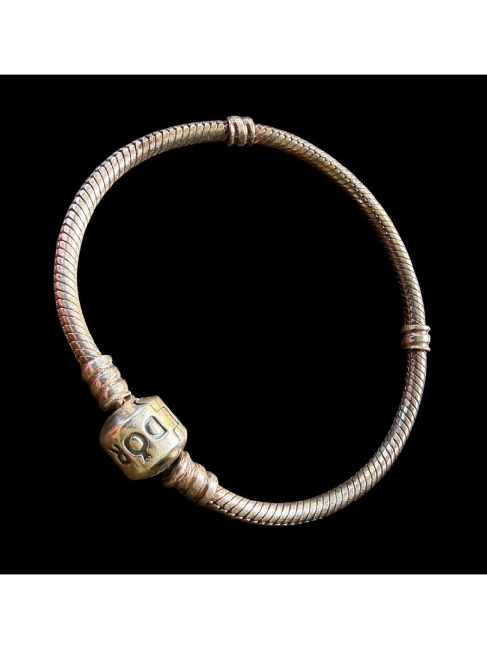 Signed Pandora Snake Chain Bracelet with Barrel Clasp 925 ALE 6.5”